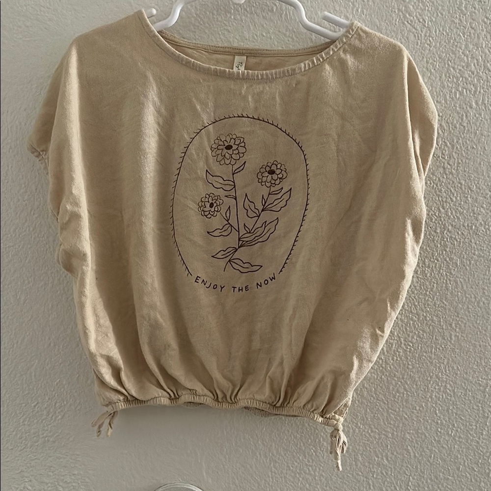 Girls Beige Graphic Top